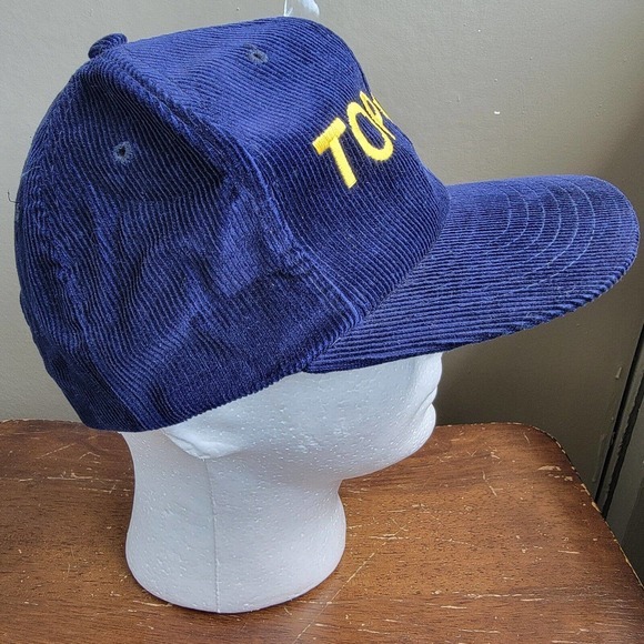 Vintage 1980s TOP GUN Blue & Yellow Corduroy Snapback Cap Hat Yupoong - Picture 5 of 9